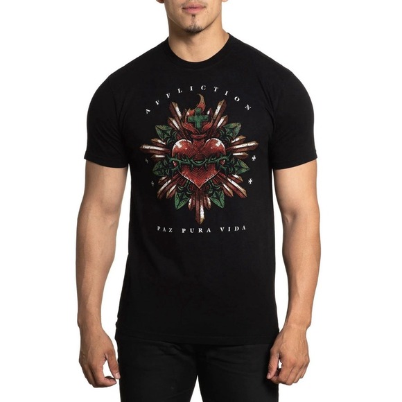Affliction Black Label Heart Avowed Rhinestone Short Sleeve Shirt Size XL NWT - Picture 9 of 9